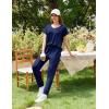 Ekouaer Pajama Sets for Women 2 Piece Lounge Sets Short Sleeve Pullover Top and Jogger Pants Pjs Sleepwear Tracksuit S-XXL(Navy)