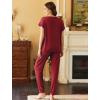 Ekouaer Pajama Sets for Women 2 Piece Lounge Sets Short Sleeve Pullover Top and Jogger Pants Pjs Sleepwear Tracksuit S-XXL(Wine)
