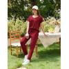 Ekouaer Pajama Sets for Women 2 Piece Lounge Sets Short Sleeve Pullover Top and Jogger Pants Pjs Sleepwear Tracksuit S-XXL(Wine)