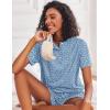Ekouaer Pajamas Set for Women Short Sleeve Lounge Set 2 Piece Loungewear PJs Soft Cute Lightweight Sleepwear(Clear Blue Floral)