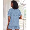 Ekouaer Pajamas Set for Women Short Sleeve Lounge Set 2 Piece Loungewear PJs Soft Cute Lightweight Sleepwear(Clear Blue Floral)