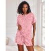 Ekouaer Pajamas Set for Women Short Sleeve Lounge Set 2 Piece Loungewear PJs Soft Cute Lightweight Sleepwear(Pink Heart Leopard)