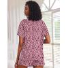 Ekouaer Pajamas Set for Women Short Sleeve Lounge Set 2 Piece Loungewear PJs Soft Cute Lightweight Sleepwear(Pink White Leopard)