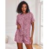 Ekouaer Pajamas Set for Women Short Sleeve Lounge Set 2 Piece Loungewear PJs Soft Cute Lightweight Sleepwear(Pink White Leopard)