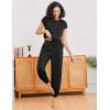 Ekouaer Pajamas for women 2 Piece Lounge Set Cap Sleeve Sleepwear Joggers Pants Pjs with Pockets S-XXL(Black)