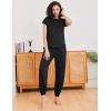 Ekouaer Pajamas for women 2 Piece Lounge Set Cap Sleeve Sleepwear Joggers Pants Pjs with Pockets S-XXL(Black)