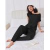 Ekouaer Pajamas for women 2 Piece Lounge Set Cap Sleeve Sleepwear Joggers Pants Pjs with Pockets S-XXL(Black)