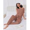 Ekouaer Pajamas for women 2 Piece Lounge Set Cap Sleeve Sleepwear Joggers Pants Pjs with Pockets S-XXL(Brown)