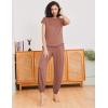 Ekouaer Pajamas for women 2 Piece Lounge Set Cap Sleeve Sleepwear Joggers Pants Pjs with Pockets S-XXL(Brown)