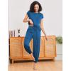 Ekouaer Pajamas for women 2 Piece Lounge Set Cap Sleeve Sleepwear Joggers Pants Pjs with Pockets S-XXL(Dark Blue)