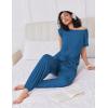 Ekouaer Pajamas for women 2 Piece Lounge Set Cap Sleeve Sleepwear Joggers Pants Pjs with Pockets S-XXL(Dark Blue)