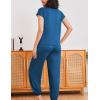 Ekouaer Pajamas for women 2 Piece Lounge Set Cap Sleeve Sleepwear Joggers Pants Pjs with Pockets S-XXL(Dark Blue)