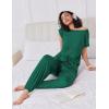 Ekouaer Pajamas for women 2 Piece Lounge Set Cap Sleeve Sleepwear Joggers Pants Pjs with Pockets S-XXL(Dark Green)