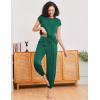 Ekouaer Pajamas for women 2 Piece Lounge Set Cap Sleeve Sleepwear Joggers Pants Pjs with Pockets S-XXL(Dark Green)
