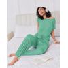 Ekouaer Pajamas for women 2 Piece Lounge Set Cap Sleeve Sleepwear Joggers Pants Pjs with Pockets S-XXL(Gray Green)