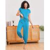 Ekouaer Pajamas for women 2 Piece Lounge Set Cap Sleeve Sleepwear Joggers Pants Pjs with Pockets S-XXL(Lake Blue)