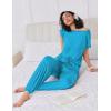 Ekouaer Pajamas for women 2 Piece Lounge Set Cap Sleeve Sleepwear Joggers Pants Pjs with Pockets S-XXL(Lake Blue)