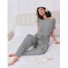 Ekouaer Pajamas for women 2 Piece Lounge Set Cap Sleeve Sleepwear Joggers Pants Pjs with Pockets S-XXL(Light Grey)