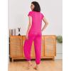 Ekouaer Pajamas for women 2 Piece Lounge Set Cap Sleeve Sleepwear Joggers Pants Pjs with Pockets S-XXL(Rose Red)