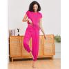 Ekouaer Pajamas for women 2 Piece Lounge Set Cap Sleeve Sleepwear Joggers Pants Pjs with Pockets S-XXL(Rose Red)