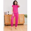 Ekouaer Pajamas for women 2 Piece Lounge Set Cap Sleeve Sleepwear Joggers Pants Pjs with Pockets S-XXL(Rose Red)