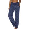 Ekouaer Women Pajama Pants Comfy Pj Bottom with Pockets Stretch Plaid Sleepwear Polka Dots-Blue Small