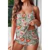 Ekouaer Womens Cami Pajama Sets Sexy Soft Pjs Summer Lingerie Sets 2 Piece Camisole and Elastic Waist Shorts Sleepwear(Grey Floral)