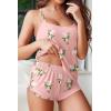 Ekouaer Womens Cami Pajama Sets Sexy Soft Pjs Summer Lingerie Sets 2 Piece Camisole and Elastic Waist Shorts Sleepwear(Pink Floral)