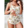 Ekouaer Womens Cami Pajama Sets Sexy Soft Pjs Summer Lingerie Sets 2 Piece Camisole and Elastic Waist Shorts Sleepwear(White Floral)