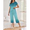 Ekouaer Women’s Capri Pajama Sets Print Short Sleeve Sleepwear Top and Capri Pants Soft Loungewear with Pocket(Blue Willow Branches)