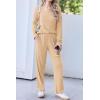 Ekouaer Womens Pajama Set Ribbed Knit PJs 2 Piece Lounge Set Long Sleeve Top and Pants Comfy Sleepwear with Pockets(Khaki)