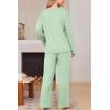 Ekouaer Womens Pajama Set Ribbed Knit PJs 2 Piece Lounge Set Long Sleeve Top and Pants Comfy Sleepwear with Pockets(Light Green)