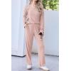 Ekouaer Womens Pajama Set Ribbed Knit PJs 2 Piece Lounge Set Long Sleeve Top and Pants Comfy Sleepwear with Pockets(Pink)