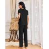 Ekouaer Womens Pajama Sets 2 Piece Lounge Set Soft Pajamas for Women Set Short Sleeve and Long Pants Pjs with Pockets(Black)