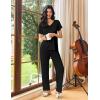 Ekouaer Womens Pajama Sets 2 Piece Lounge Set Soft Pajamas for Women Set Short Sleeve and Long Pants Pjs with Pockets(Black)