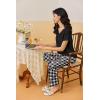Ekouaer Womens Pajama Sets 2 Piece Lounge Set Soft Pajamas for Women Set Short Sleeve and Long Pants Pjs with Pockets(Black and White Plaid)