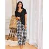 Ekouaer Womens Pajama Sets 2 Piece Lounge Set Soft Pajamas for Women Set Short Sleeve and Long Pants Pjs with Pockets(Black and White Plaid)
