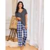 Ekouaer Womens Pajama Sets 2 Piece Lounge Set Soft Pajamas for Women Set Short Sleeve and Long Pants Pjs with Pockets(Blue Plaid)
