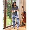Ekouaer Womens Pajama Sets 2 Piece Lounge Set Soft Pajamas for Women Set Short Sleeve and Long Pants Pjs with Pockets(Blue Plaid)