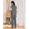 Ekouaer Womens Pajama Sets 2 Piece Lounge Set Soft Pajamas for Women Set Short Sleeve and Long Pants Pjs with Pockets(Deep Grey)