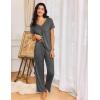 Ekouaer Womens Pajama Sets 2 Piece Lounge Set Soft Pajamas for Women Set Short Sleeve and Long Pants Pjs with Pockets(Deep Grey)