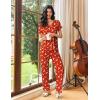 Ekouaer Womens Pajama Sets 2 Piece Lounge Set Soft Pajamas for Women Set Short Sleeve and Long Pants Pjs with Pockets(Elk)