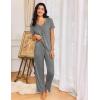 Ekouaer Womens Pajama Sets 2 Piece Lounge Set Soft Pajamas for Women Set Short Sleeve and Long Pants Pjs with Pockets(Grey)
