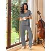 Ekouaer Womens Pajama Sets 2 Piece Lounge Set Soft Pajamas for Women Set Short Sleeve and Long Pants Pjs with Pockets(Grey)