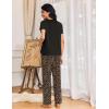Ekouaer Womens Pajama Sets 2 Piece Lounge Set Soft Pajamas for Women Set Short Sleeve and Long Pants Pjs with Pockets(Leopard Print)