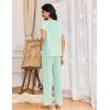 Ekouaer Womens Pajama Sets 2 Piece Lounge Set Soft Pajamas for Women Set Short Sleeve and Long Pants Pjs with Pockets(Light Green)