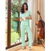 Ekouaer Womens Pajama Sets 2 Piece Lounge Set Soft Pajamas for Women Set Short Sleeve and Long Pants Pjs with Pockets(Light Green)