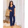 Ekouaer Womens Pajama Sets 2 Piece Lounge Set Soft Pajamas for Women Set Short Sleeve and Long Pants Pjs with Pockets(Navy Blue)
