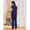 Ekouaer Womens Pajama Sets 2 Piece Lounge Set Soft Pajamas for Women Set Short Sleeve and Long Pants Pjs with Pockets(Navy Blue)