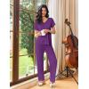 Ekouaer Womens Pajama Sets 2 Piece Lounge Set Soft Pajamas for Women Set Short Sleeve and Long Pants Pjs with Pockets(Purple)